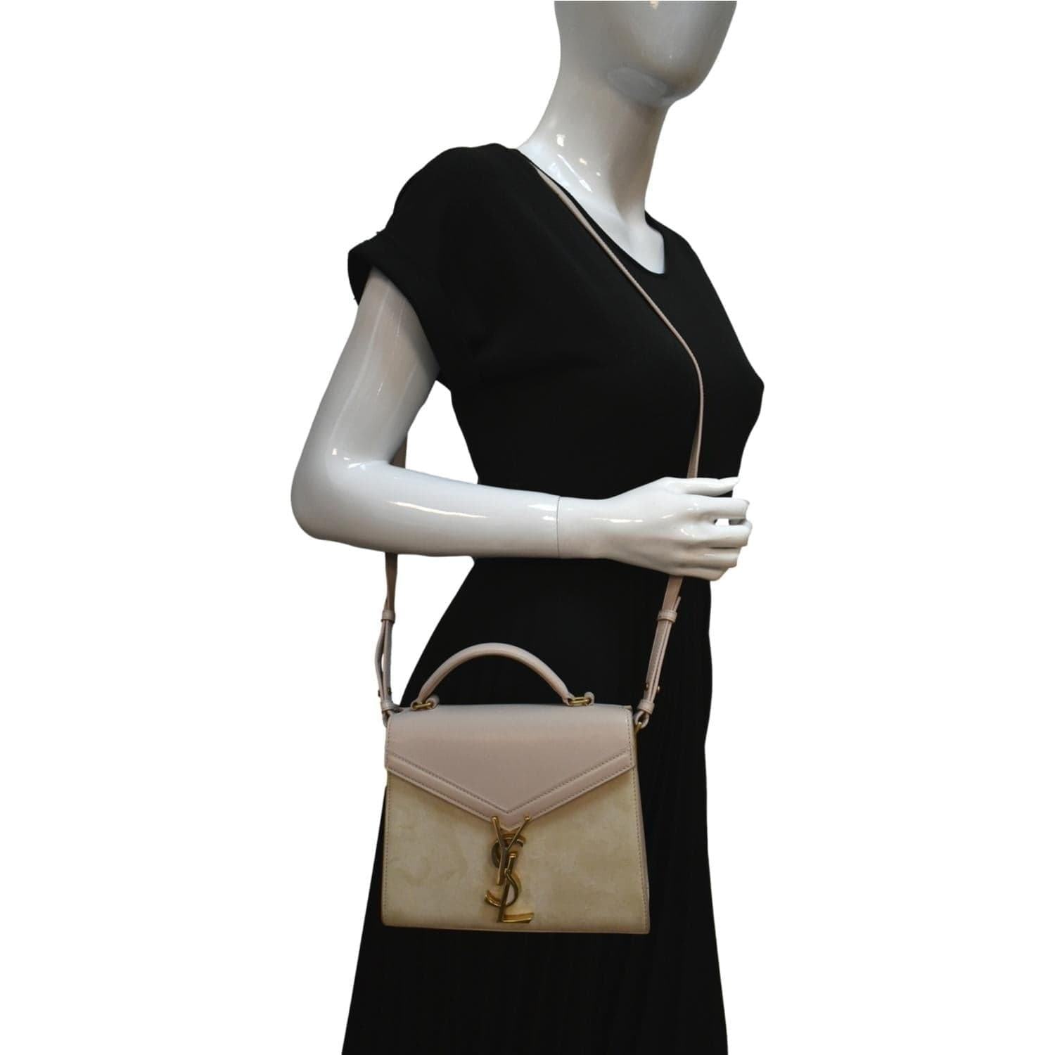 YSL Saint Laurent Yves Cassandra Calfskin Shoulder Bag Leather Cream Mini