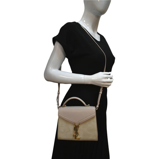 YSL Saint Laurent Yves Cassandra Calfskin Shoulder Bag Leather Cream Mini