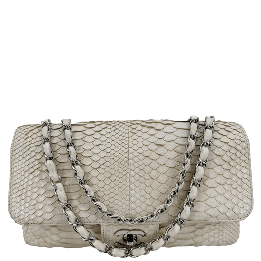 Chanel Flap Python Leather Ivory Travel Bag Bag Ivory