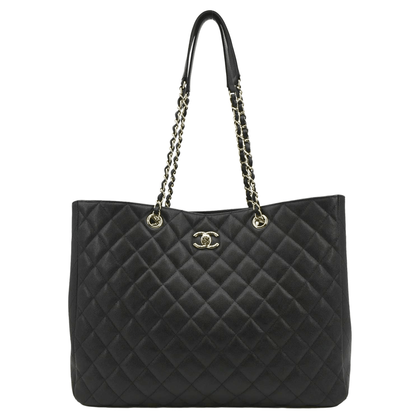 Chanel CC Quilted Leather Black Travel Bag