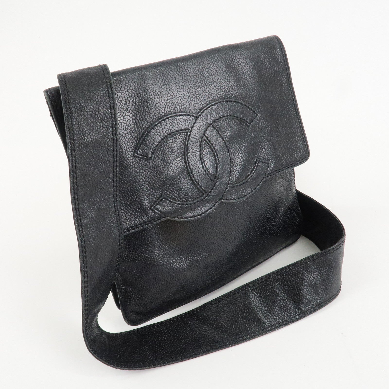 CHANEL COCO Mark Caviarskin Shoulder Bag Crossbody Bag Black