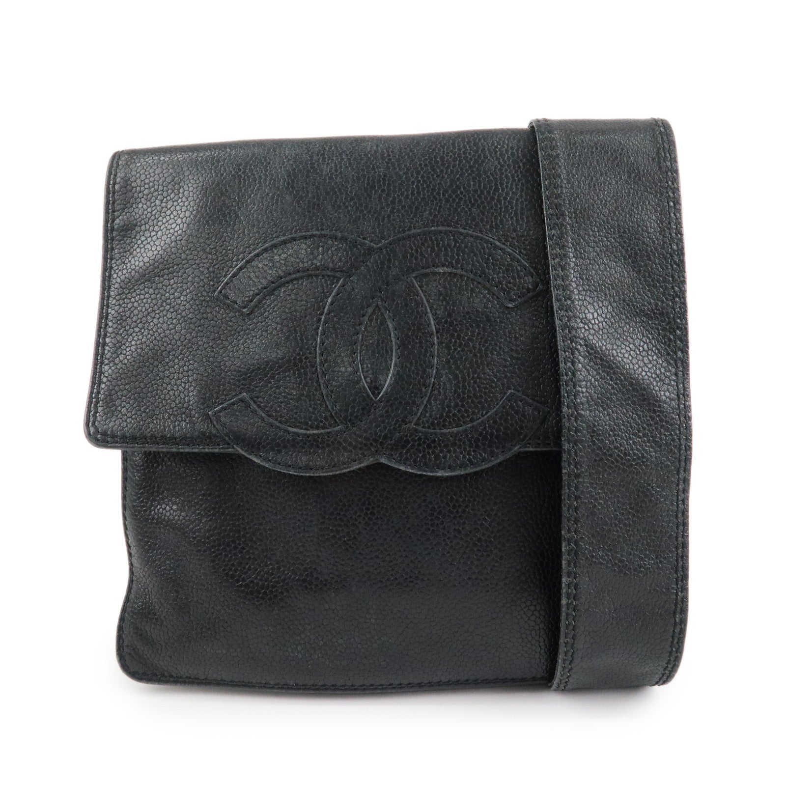 CHANEL COCO Mark Caviarskin Shoulder Bag Crossbody Bag Black