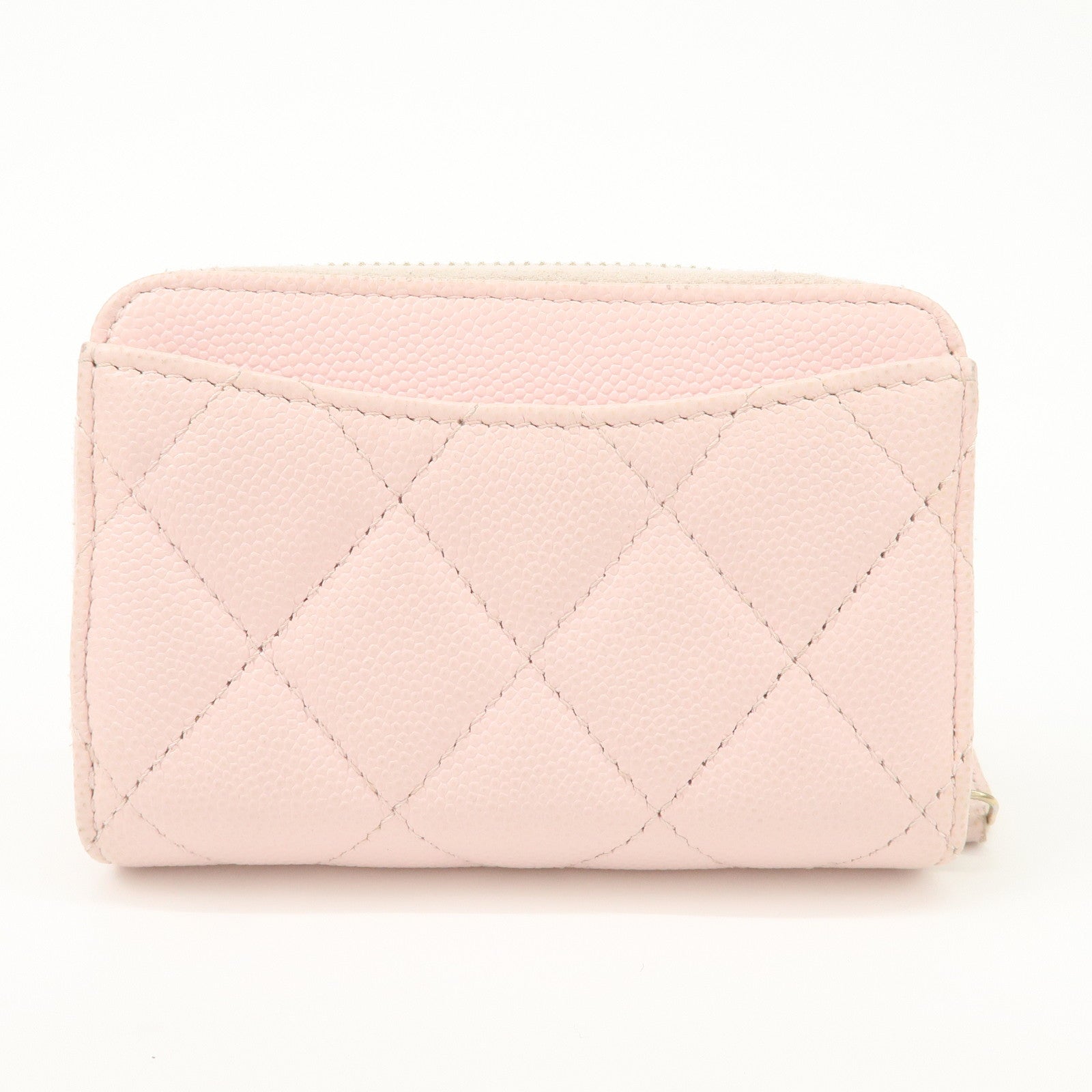 CHANEL Matelasse Caviarskin Classic Zip Around Coin Case Pink AP0216