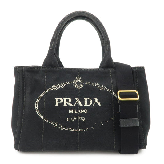 Prada Tote Bag Canapa 2 Way Hand Bag d Denim Black Logo