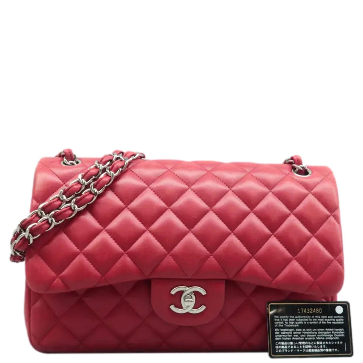 Chanel Jumbo Classic Double Flap Quilted Leather Red Travel Bag