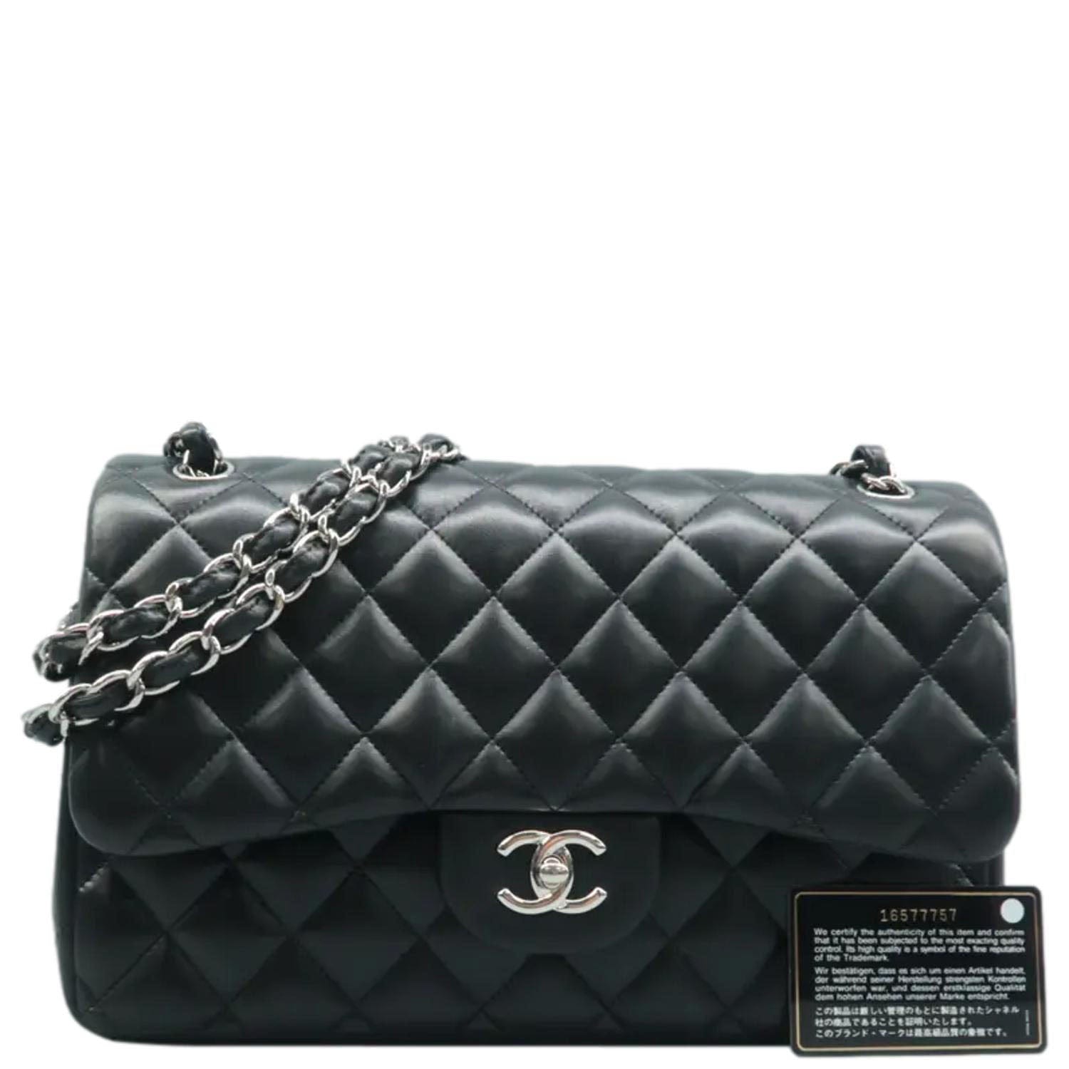 Chanel Jumbo Classic Double Flap Quilted Leather Black Travel Bag Black 1