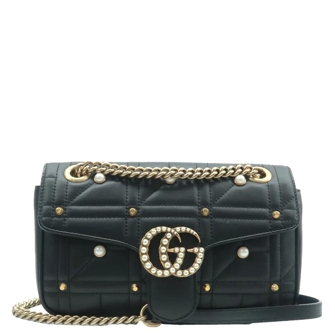 Gucci Marmont Shoulder Bag Leather Black Bag Black