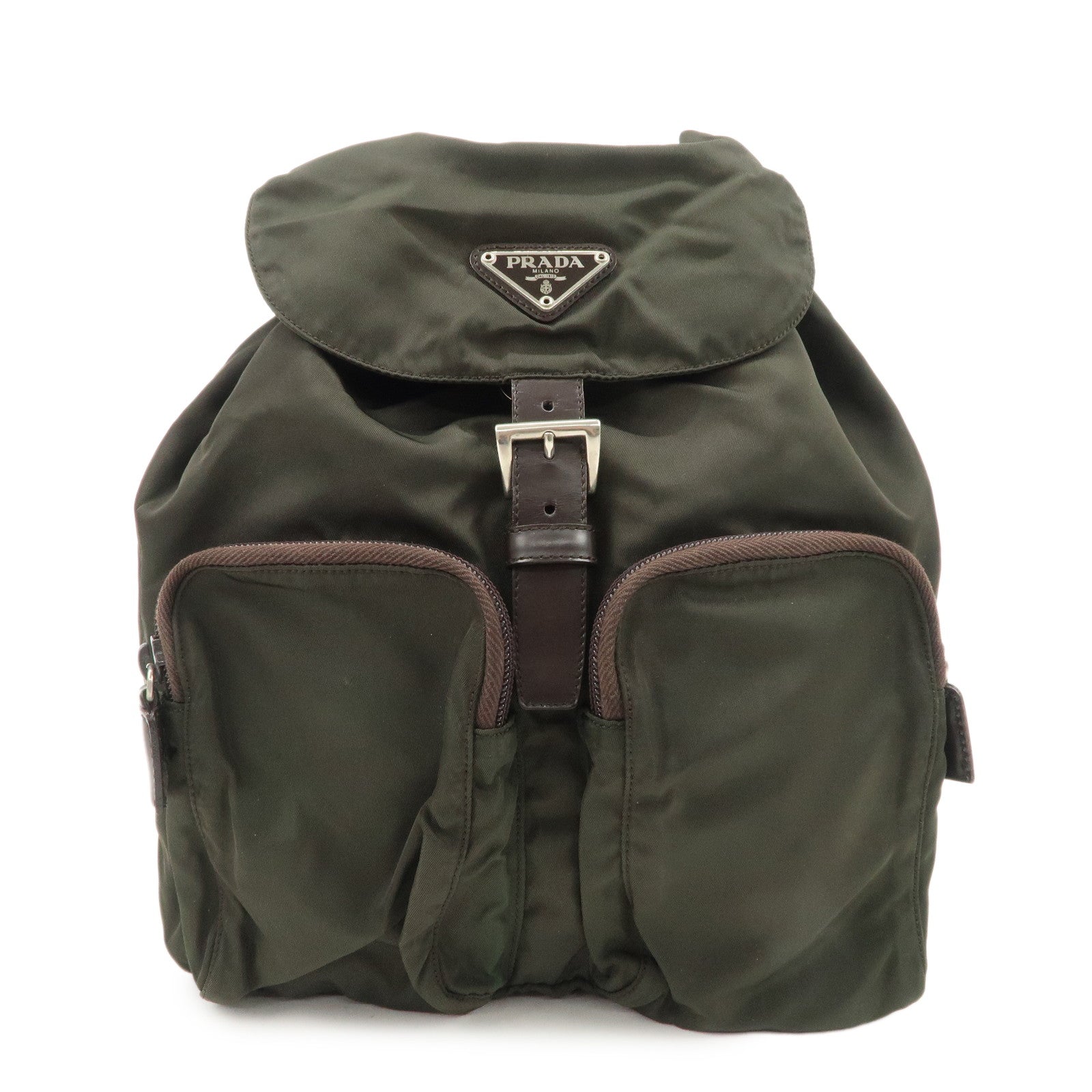 Prada Backpack Triangle d Leather Nylon Logo
