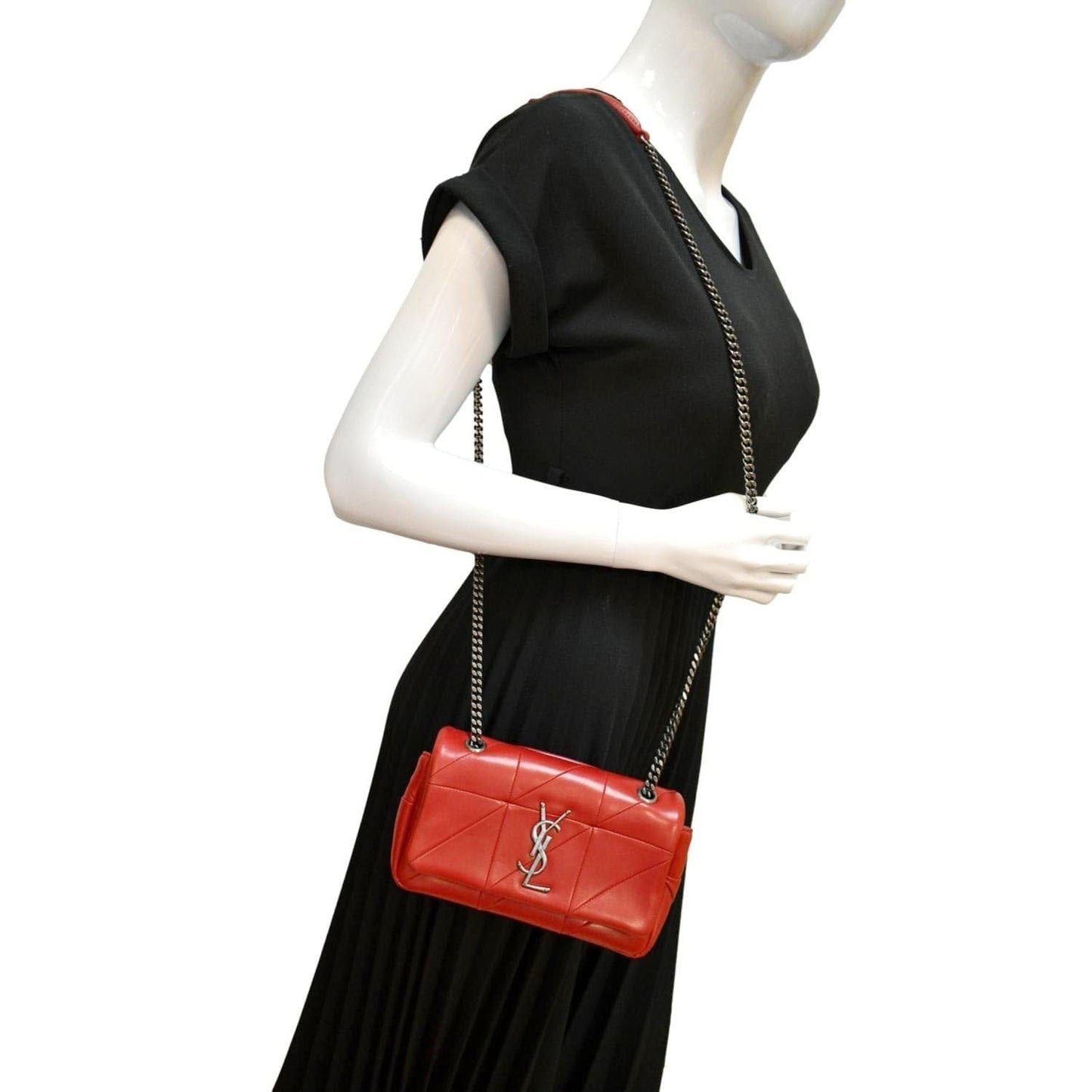 YSL Saint Laurent Yves Jamie Shoulder Bag Leather Red