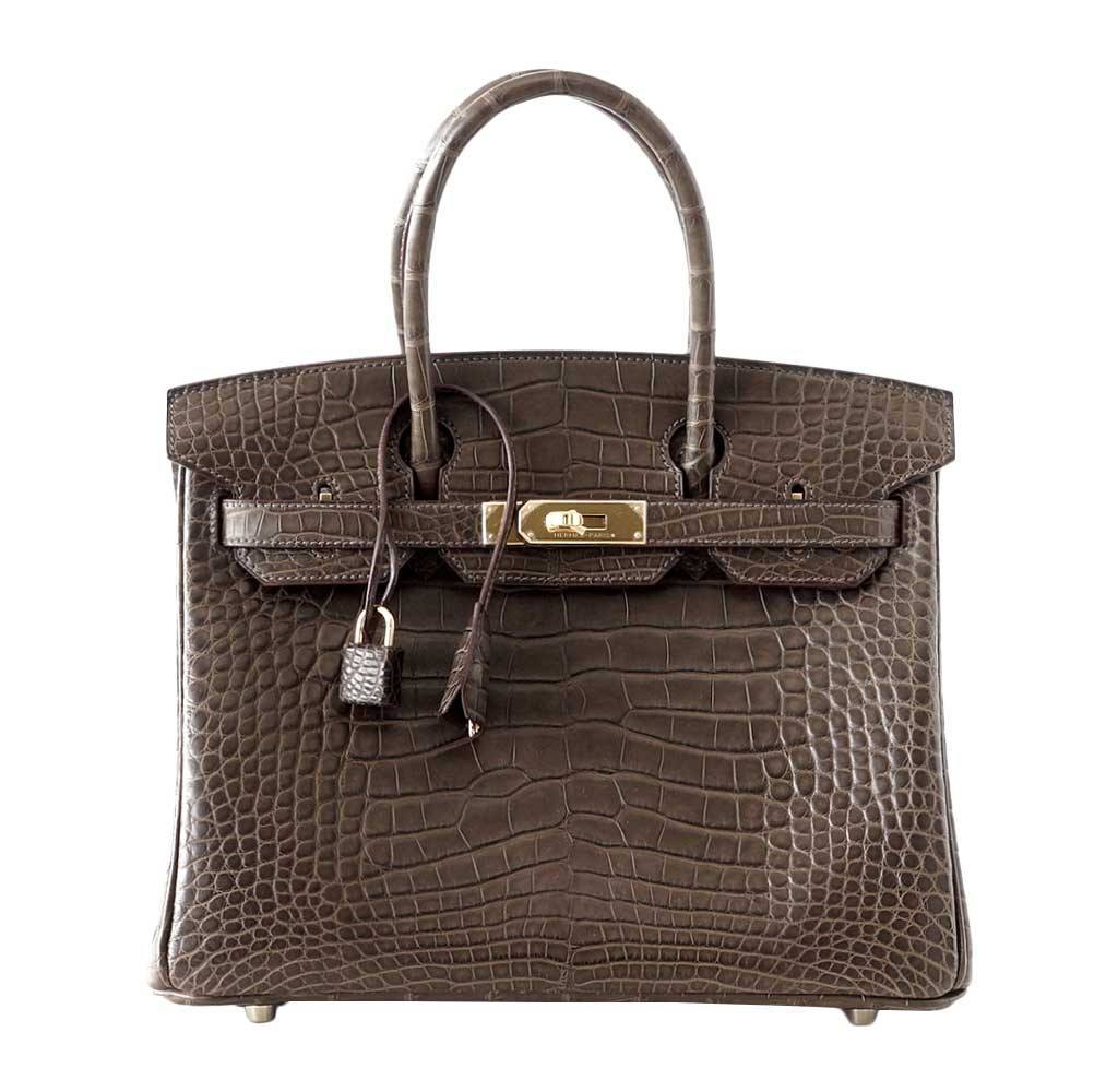 Hermes Birkin Gris Elephant Matte Alligator Bag Travel Bag