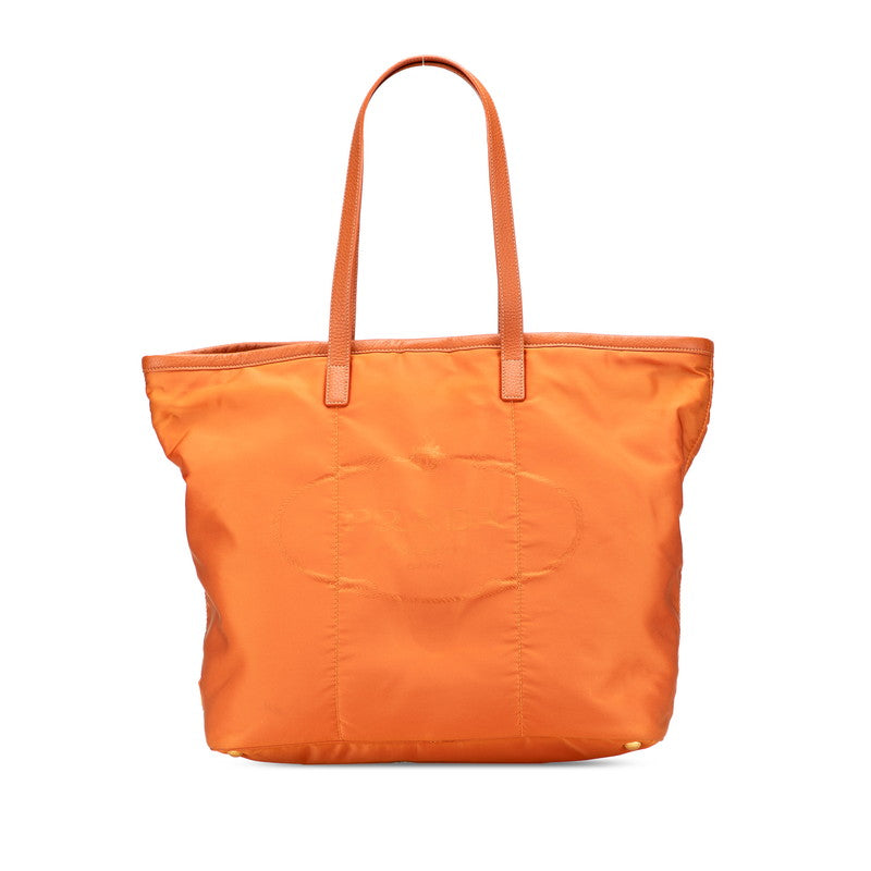 Prada Jacquard Tote Bag Leather Nylon Logo