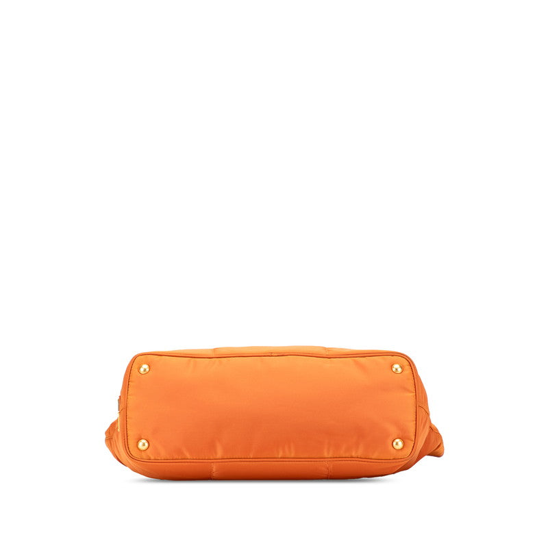 Prada Jacquard Tote Bag Leather Nylon Logo