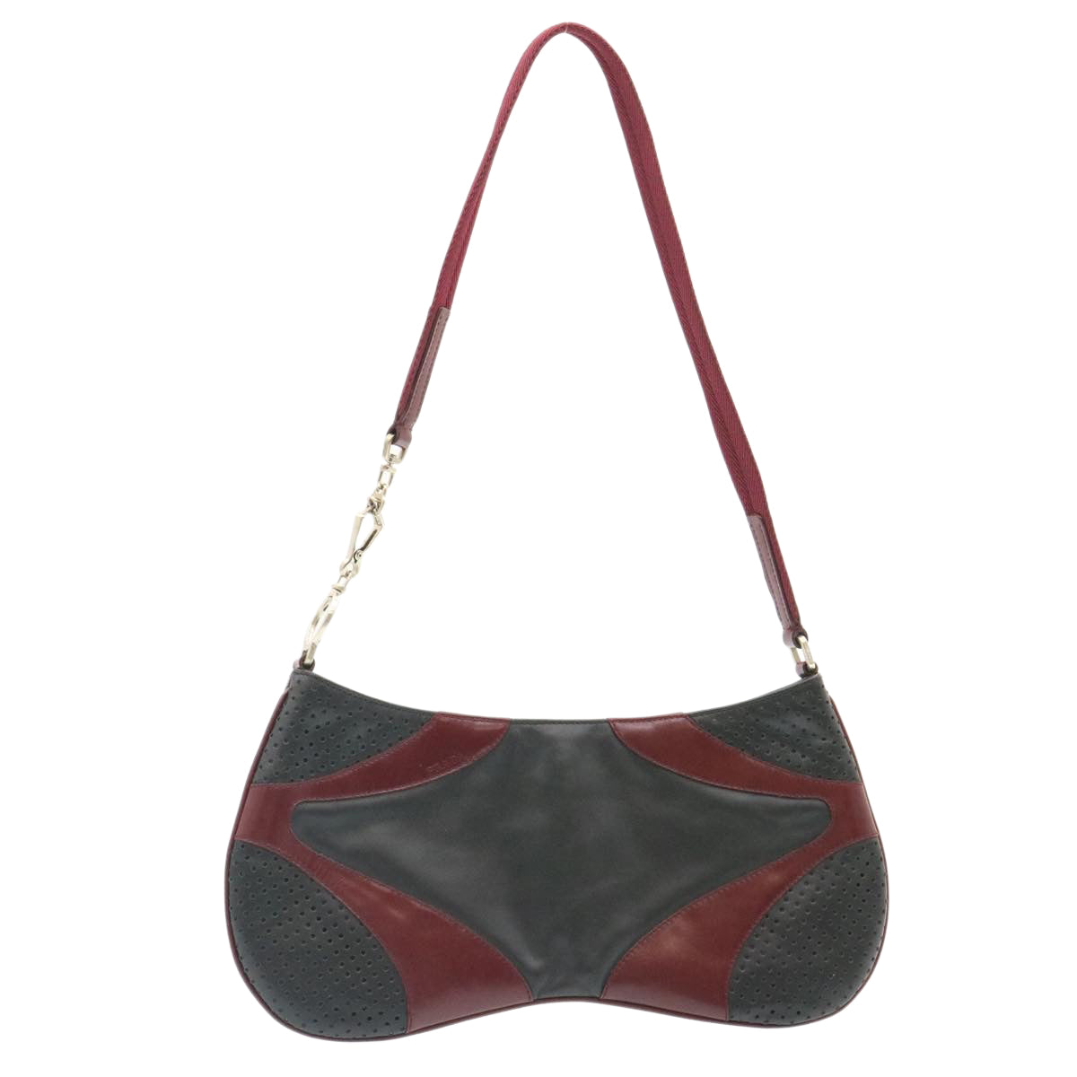 Prada Shoulder Bag Wine Leather Black Red