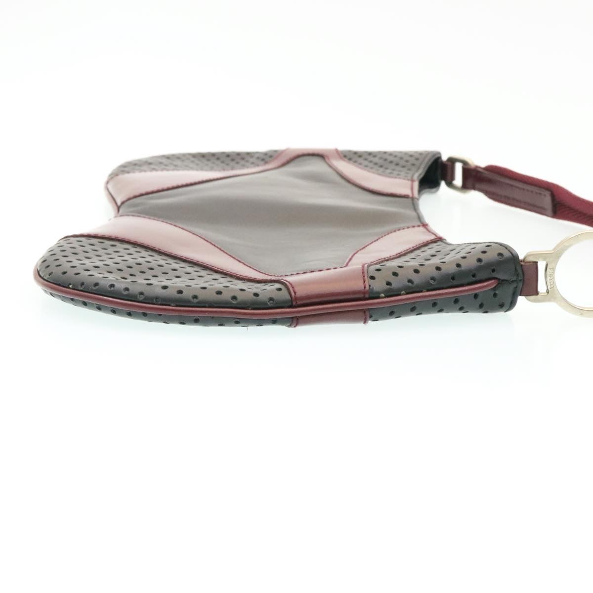 Prada Shoulder Bag Wine Leather Black Red