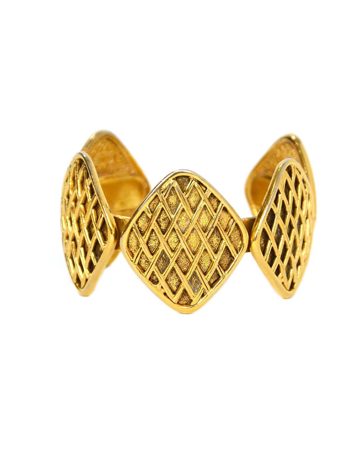 Chanel '90S Gold Quilted Medallion Cuff Bracelet