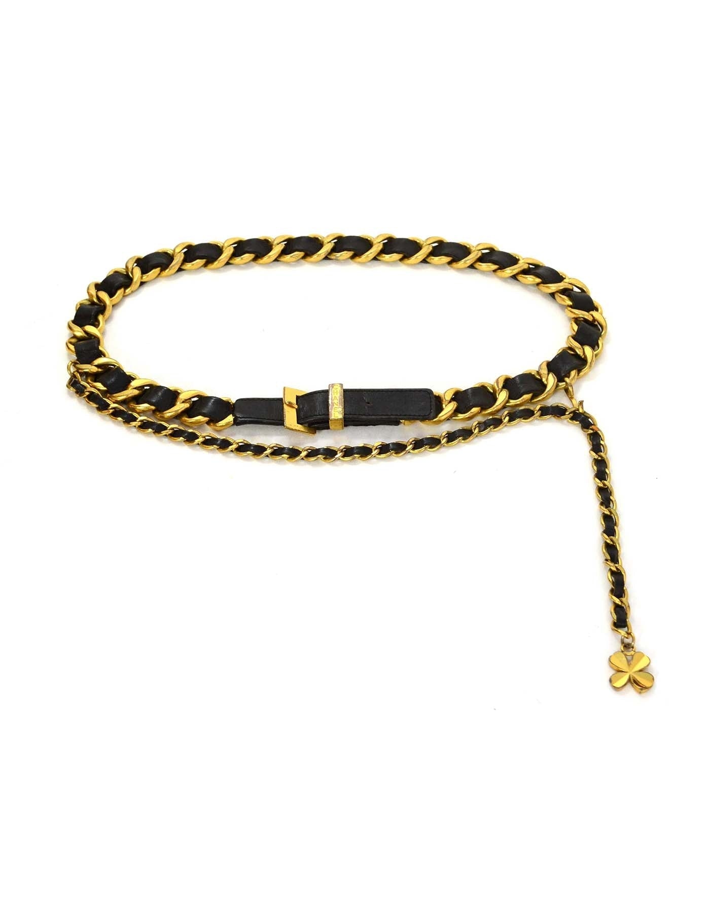 Chanel 93 Leather Woven Chain Link Belt Sz 75 Bag