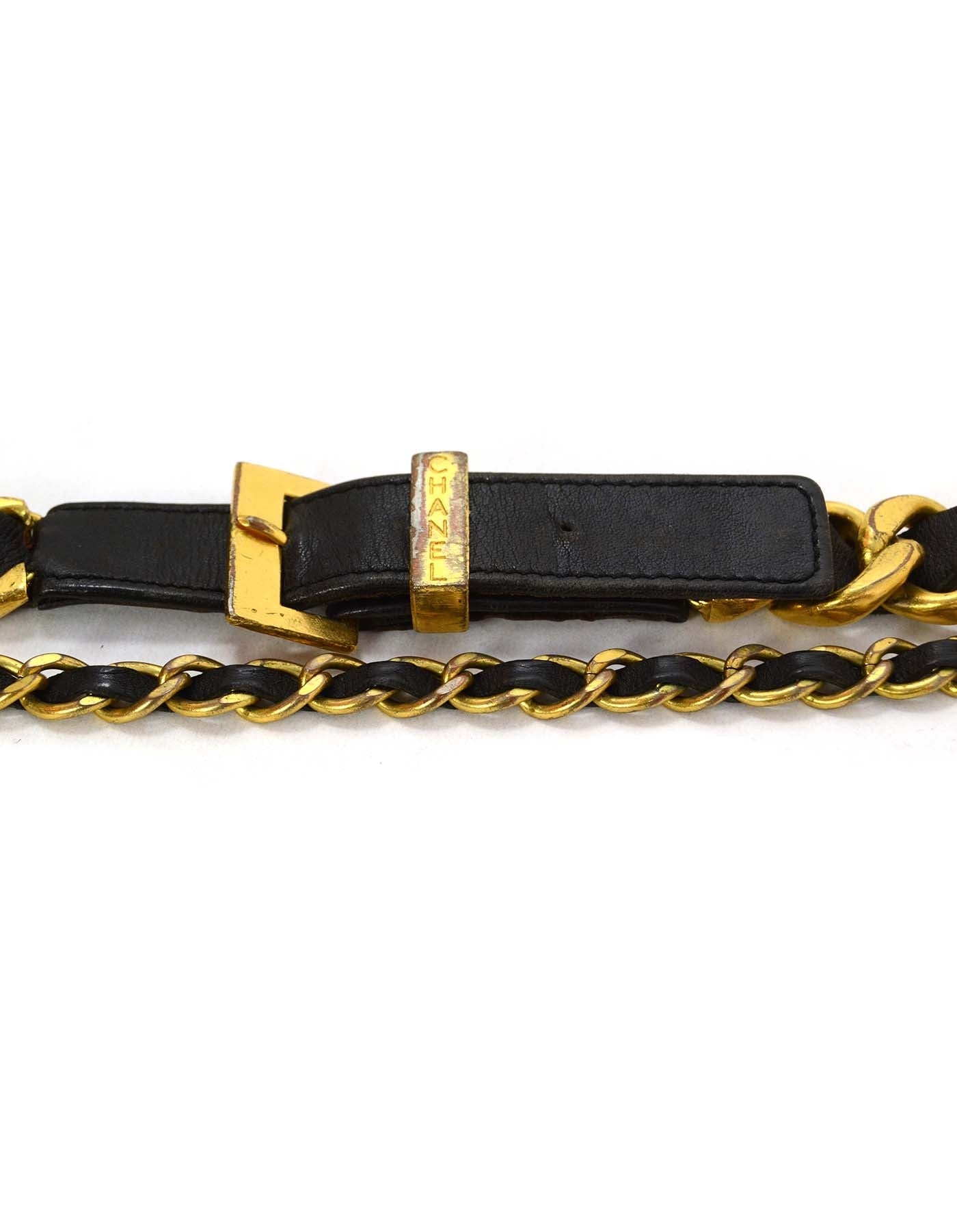 Chanel 93 Leather Woven Chain Link Belt Sz 75 Bag