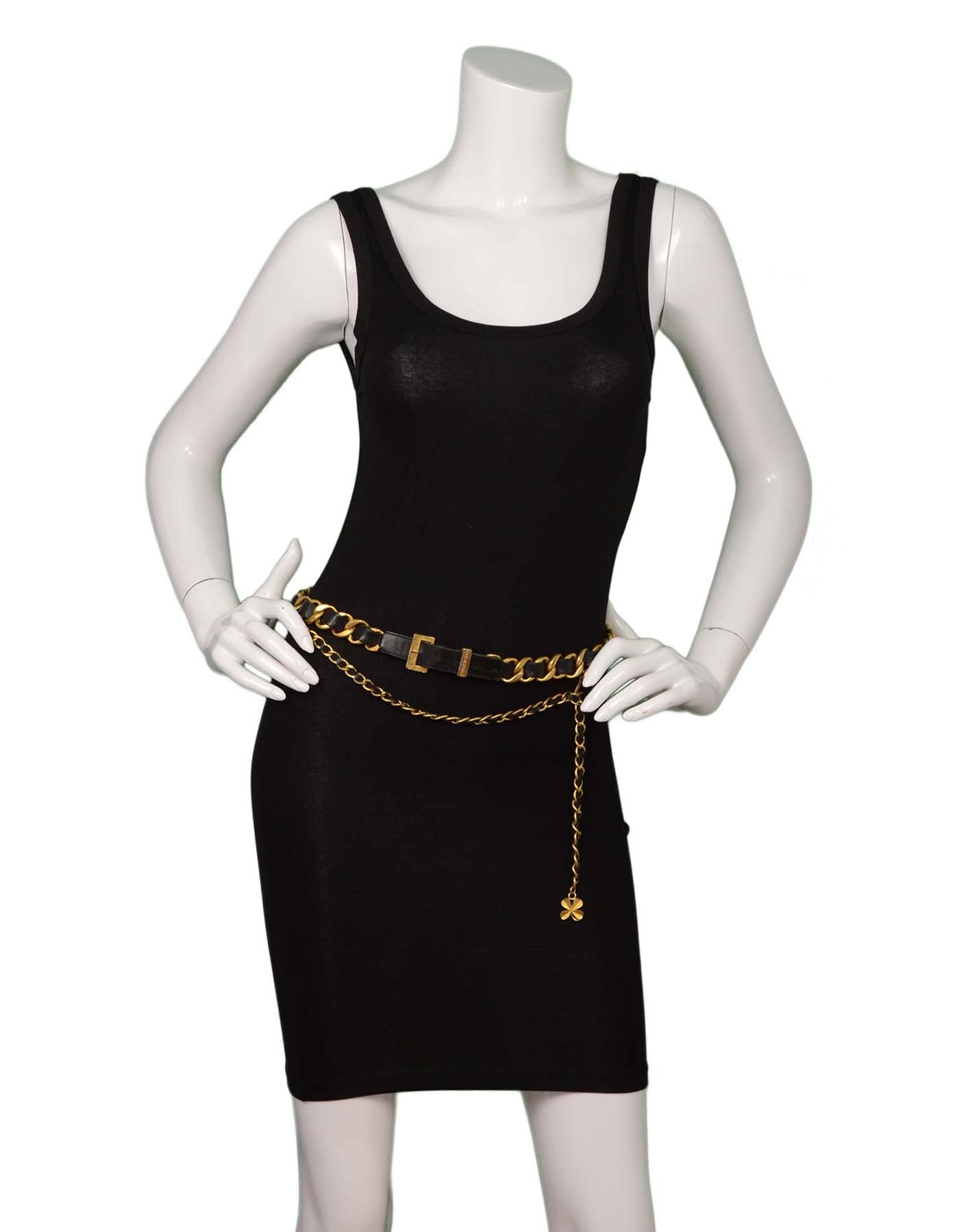 Chanel   93 Leather Woven Chain Link Belt sz 75
