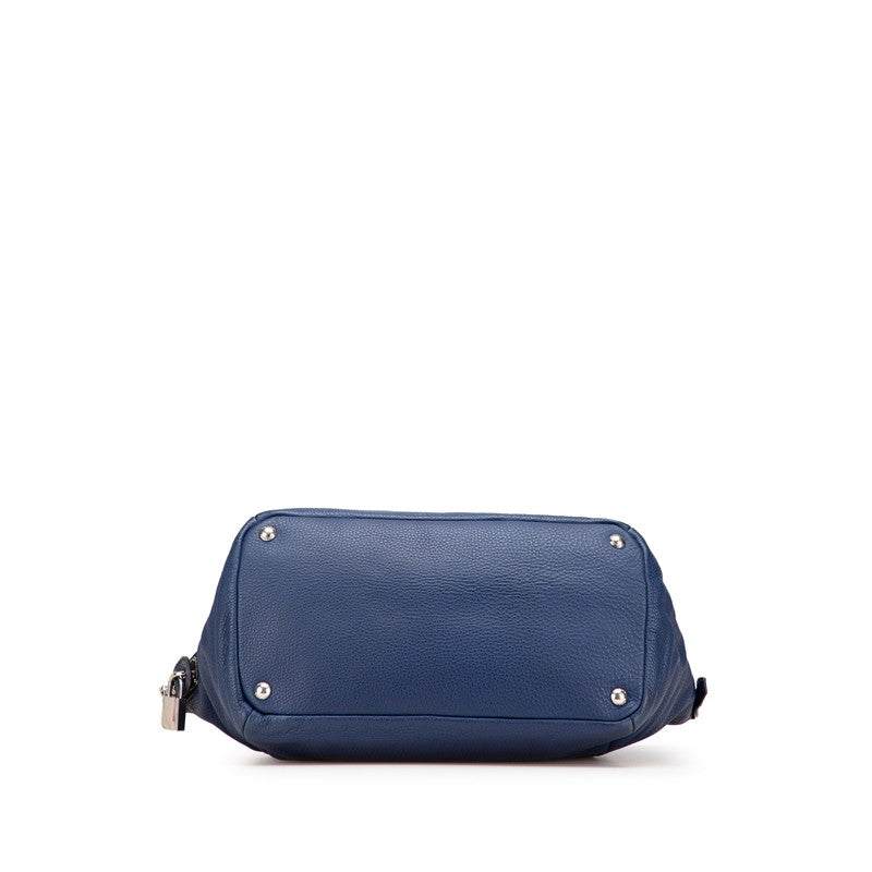 Prada Triangle Plate Handbag Leather Logo Travel Bag