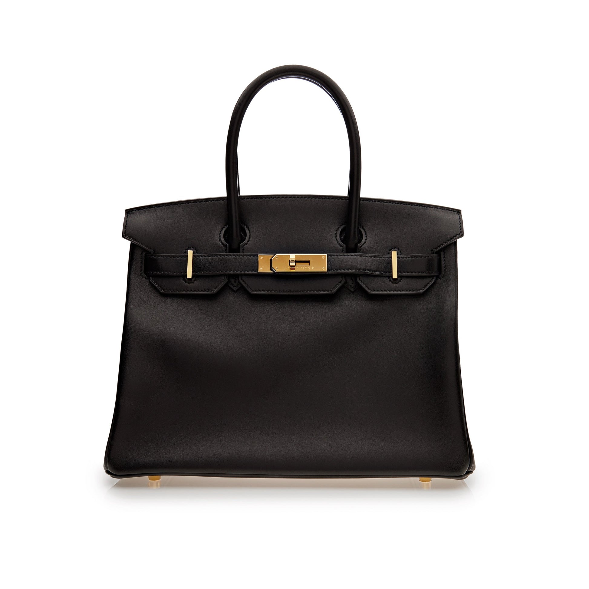 Gucci Hermes Birkin Box Hardware Handbag Leather Black Travel Bag