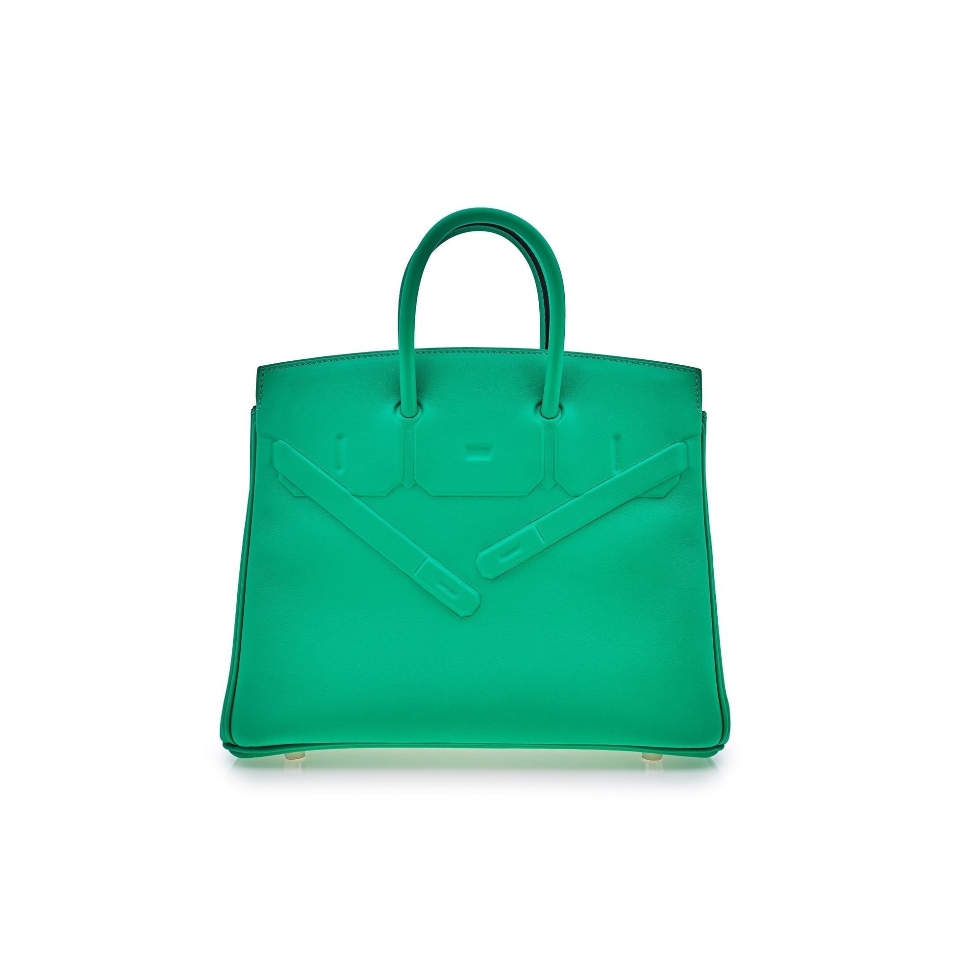 Hermes Luxury Birkin Shadow Bag Menthe Swift Leather Travel Bag