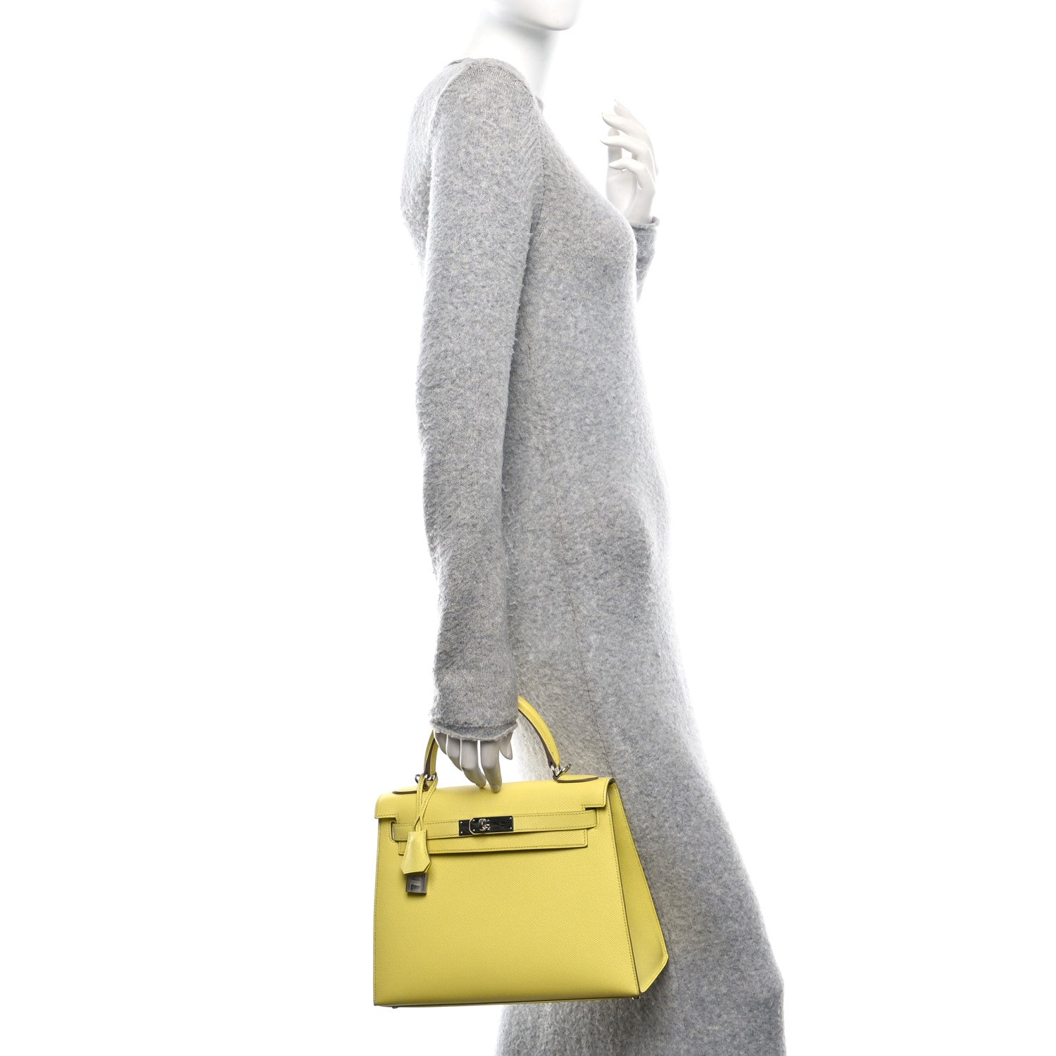 Hermes Epsom Kelly Sellier Soufre Handbag Travel Bag
