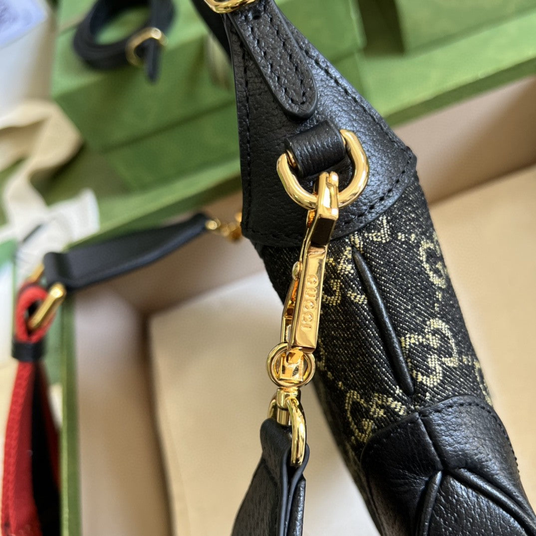 gg Jackie Ivory gg Jacquard Denim Black Mini Shoulder Bag