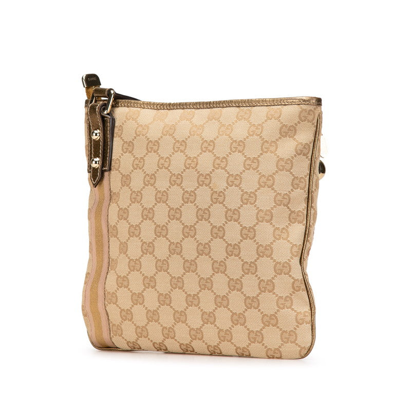 Gucci Shoulder Bag Leather Canvas Leather 5