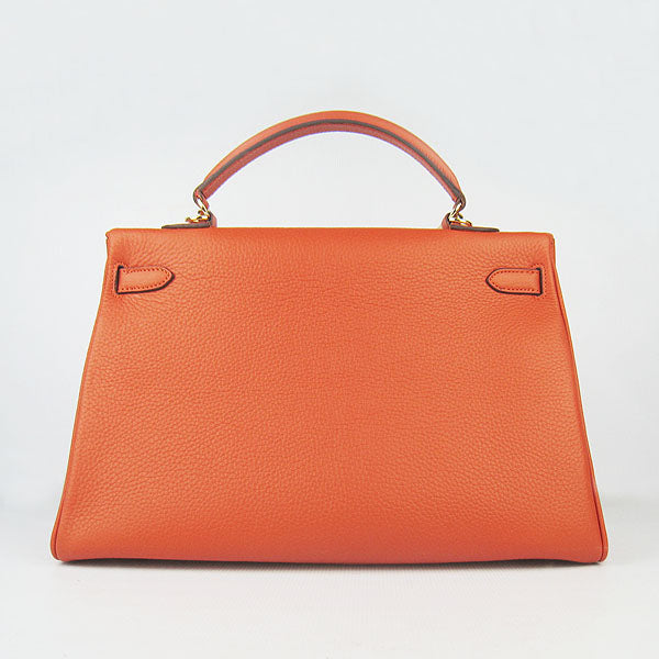 Hermes Luxury Kelly Cm Togo Handbag Orange Golden Leather Travel Bag