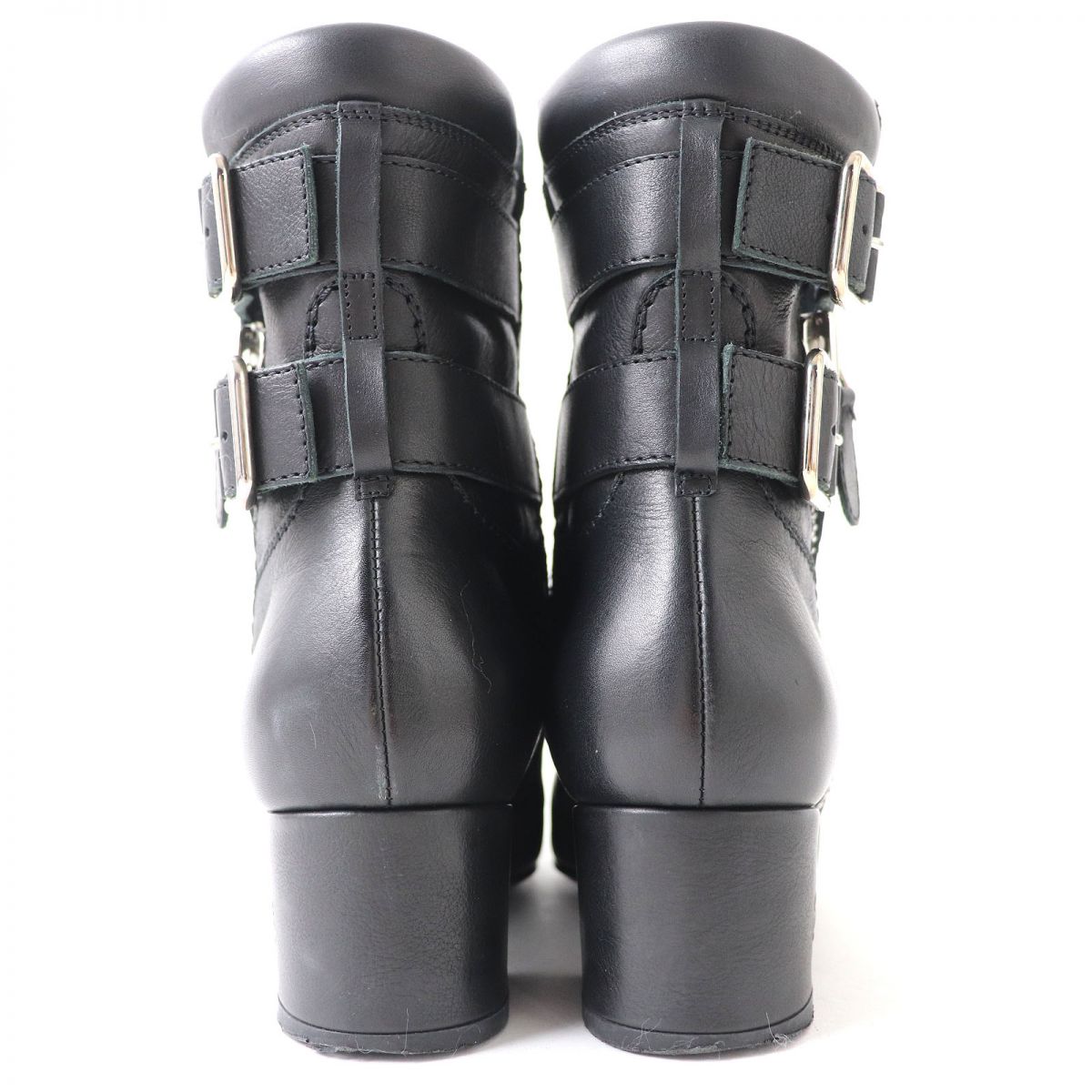Chanel Leather COCO Mark Strap Zip Boots Black