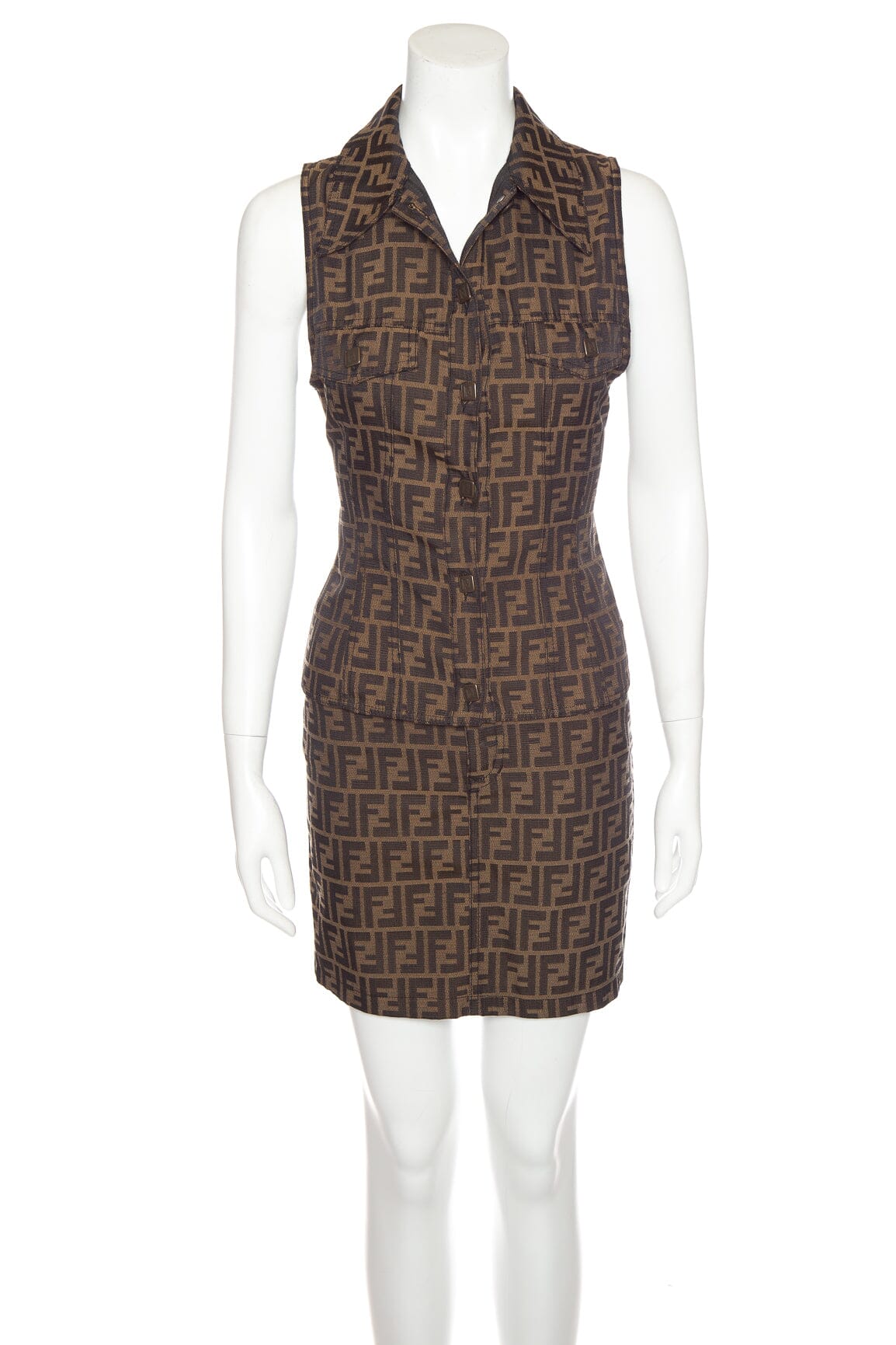Fendi Handbag Skirt Set SZ 34 Monogram Brown