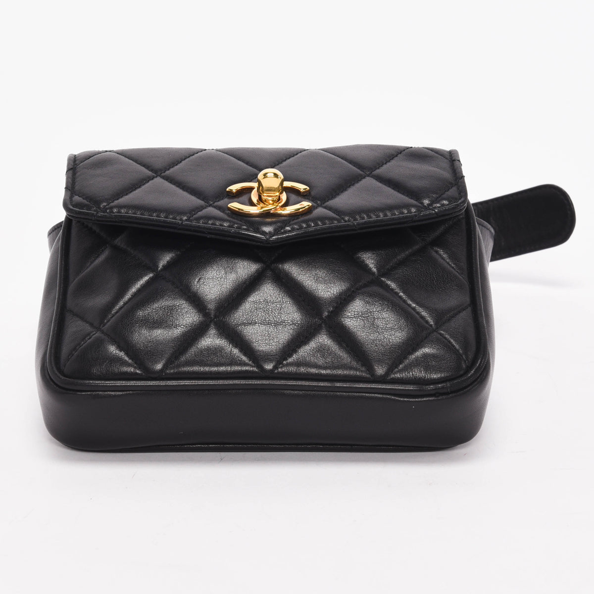 Chanel   Black Quilted Lambskin Mini Belt Bag