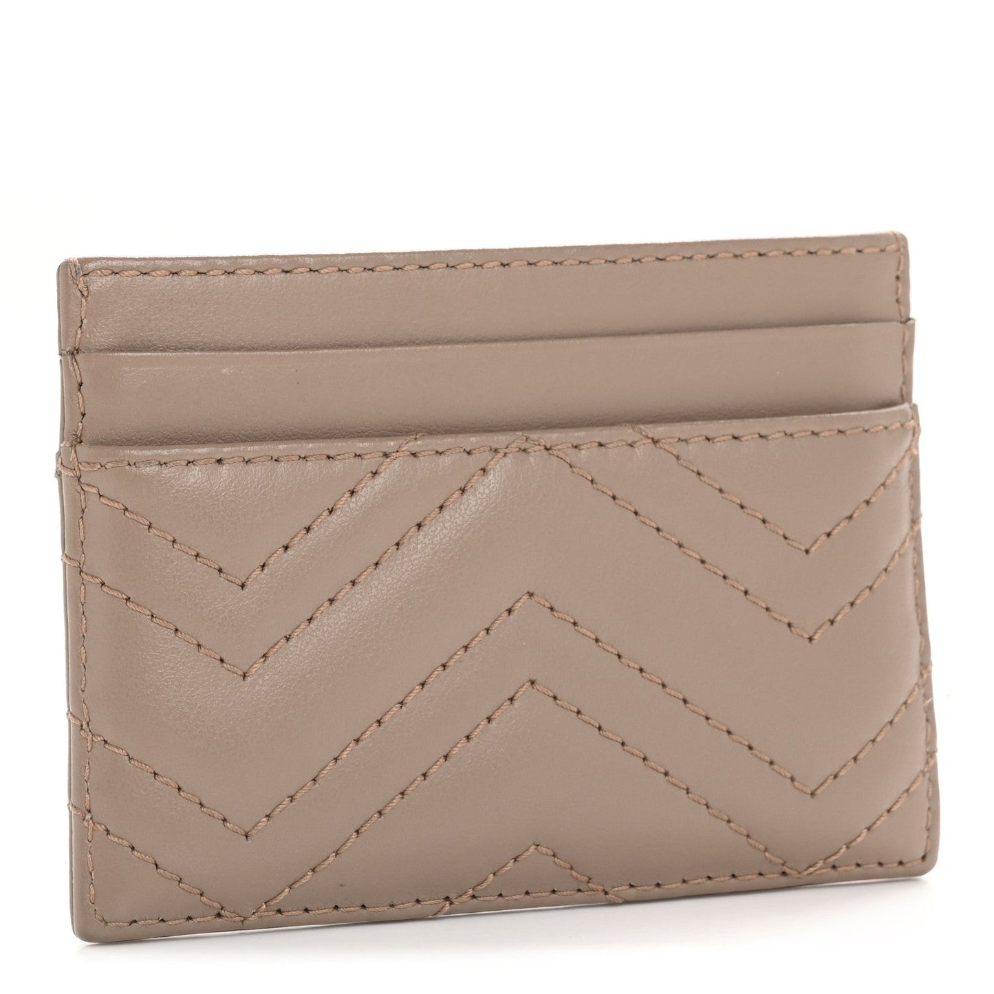 Gucci Calfskin Matelasse GG Marmont Card Holder Porcelain Rose