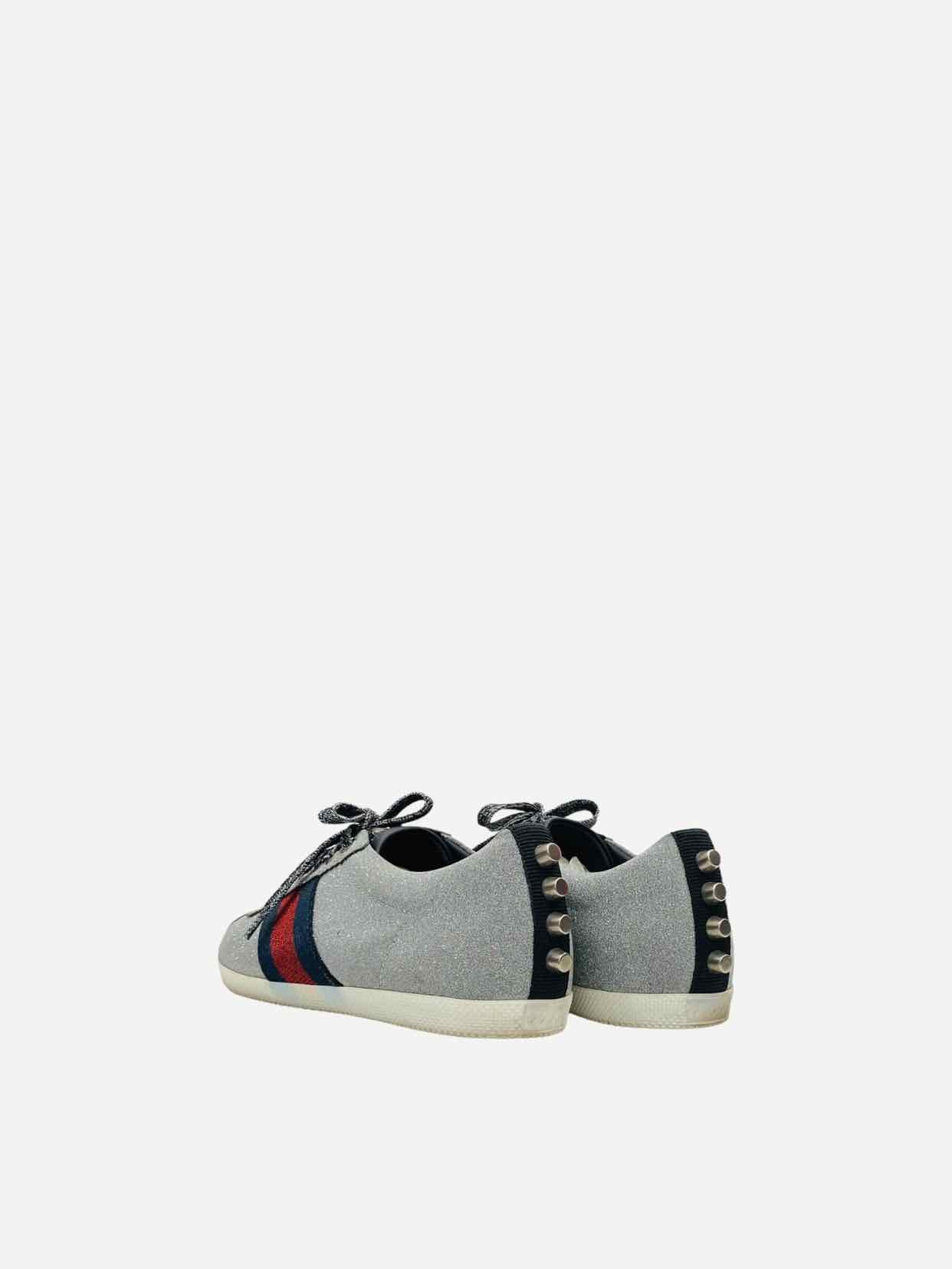 GUCCI Web Bambi Metallic Silver Size EU 37 Sneakers