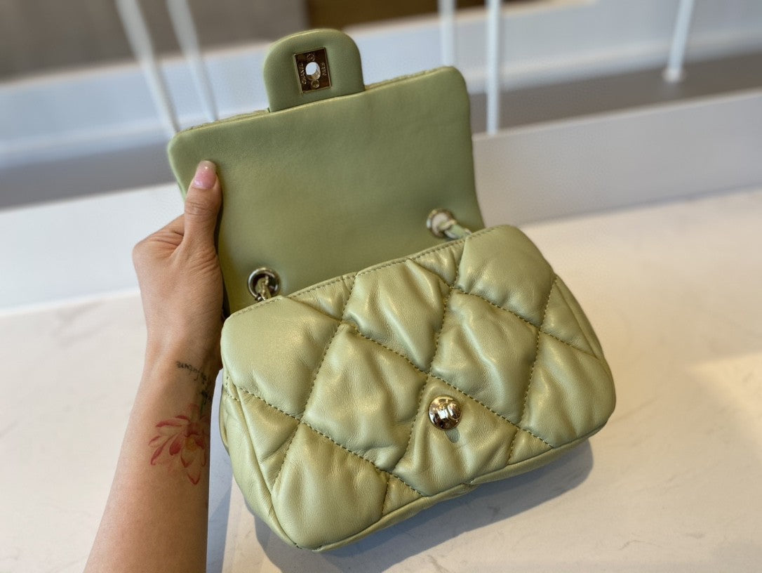 CHLSmall Hardware , ’s , Green Gold Flap Shoulder Bag