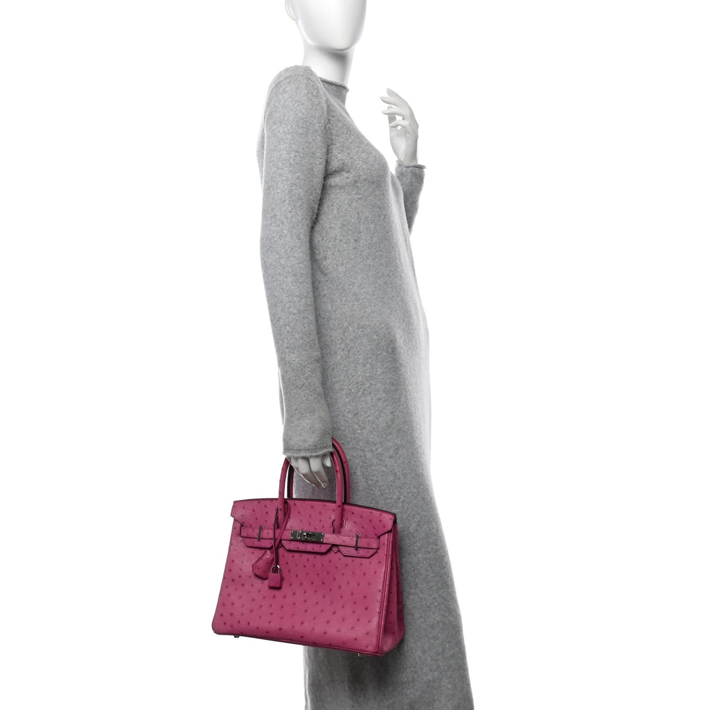 Hermes Ostrich Birkin Rose Pourpre Handbag Travel Bag