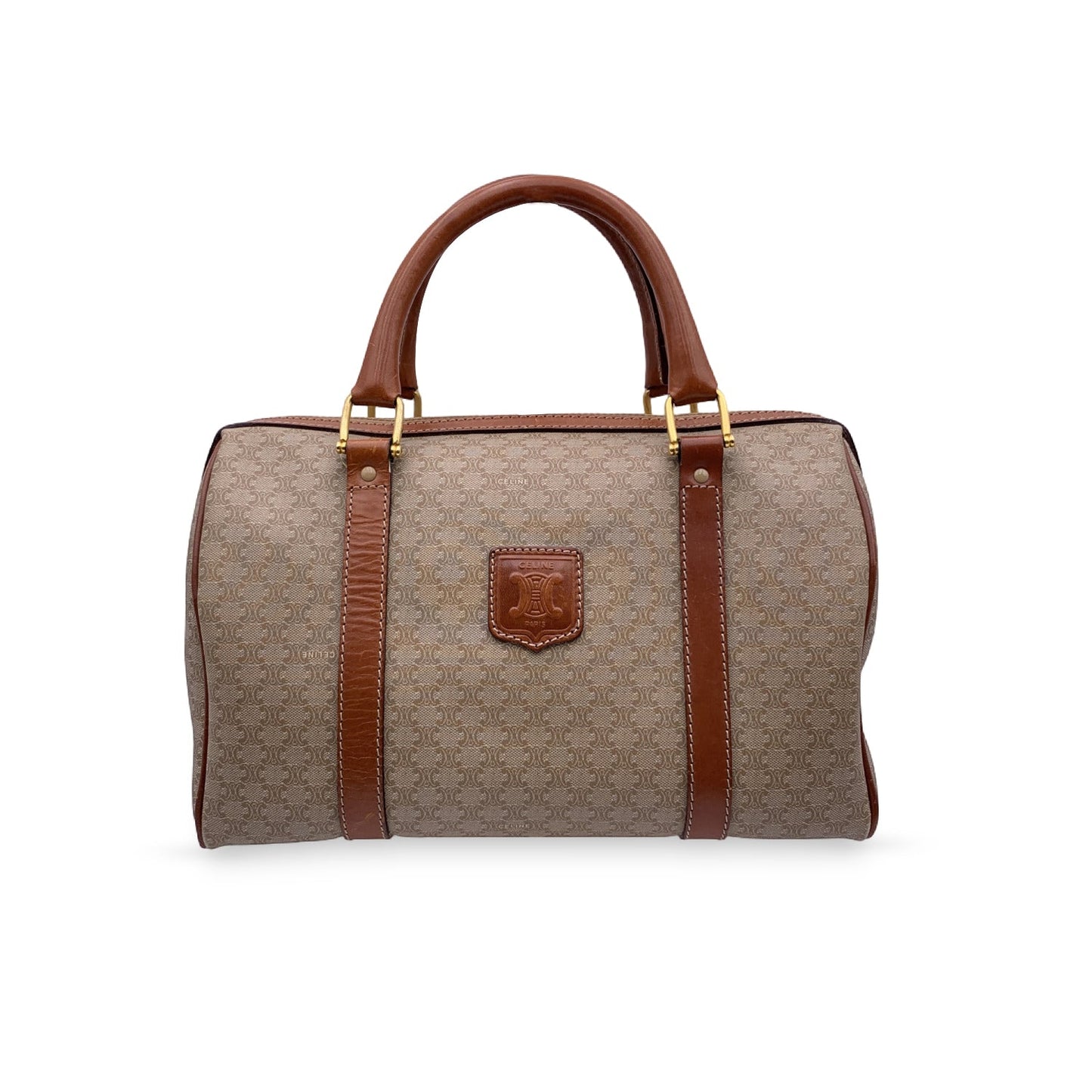 Luxury Macadam Duffel Duffle Boston Bag Canvas Beige Travel Bag