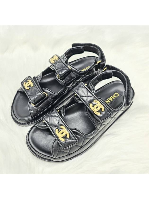 Logo Crumpled Shiny Lambskin Sandals Black Chanel