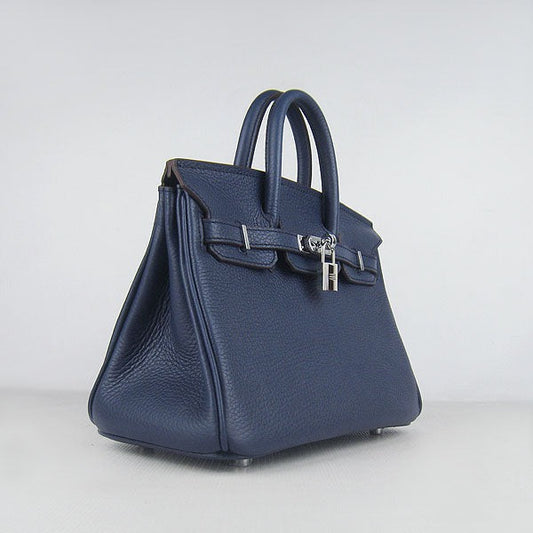 Hermes Luxury Birkin Cm Handbag Dark Blue Silver Travel Bag