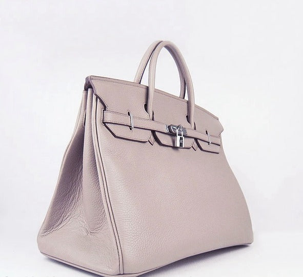 Hermes Luxury Birkin Cm Togo Handbags Grey Leather Silver Travel Bag