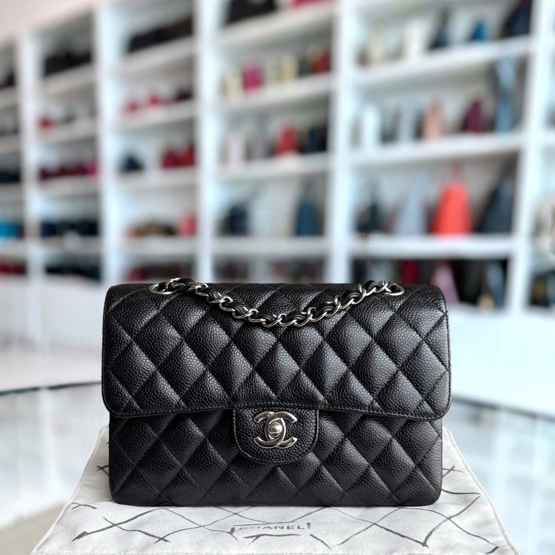 Chanel Classic Flap Small - Caviar 23CM Quilted Black Silver Hardware Series 13