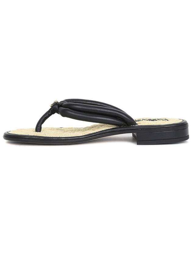 CC Logo Double String Flip Flops Black Chanel