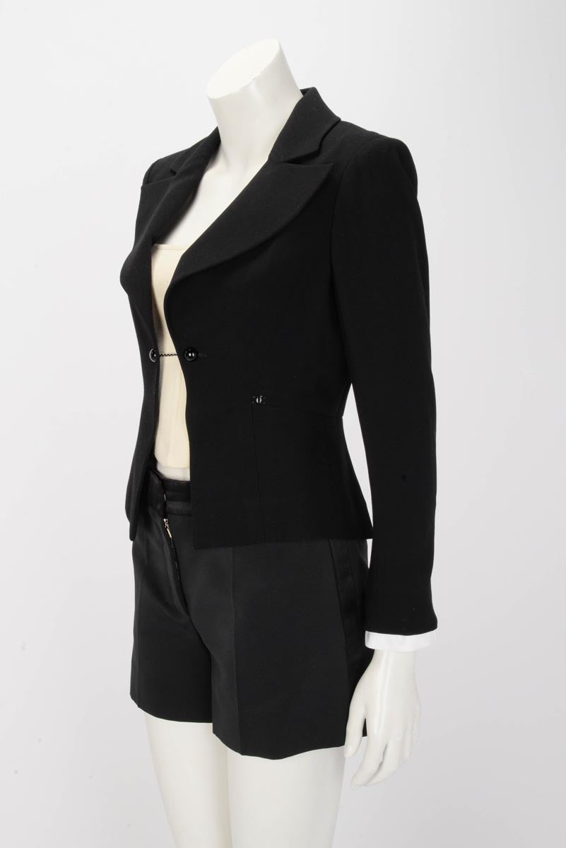 Chanel Black Wool Cropped Dinner Jacket FR 38