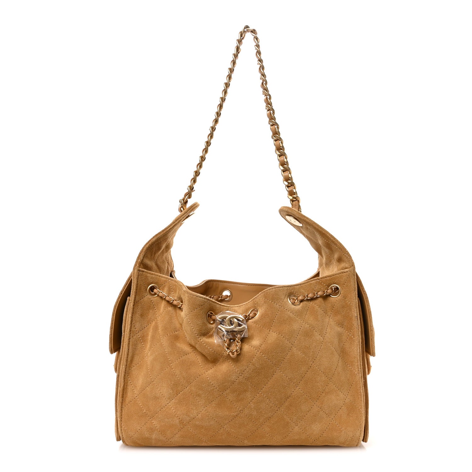 Chanel Suede Quilted Small 25 Handbag Beige