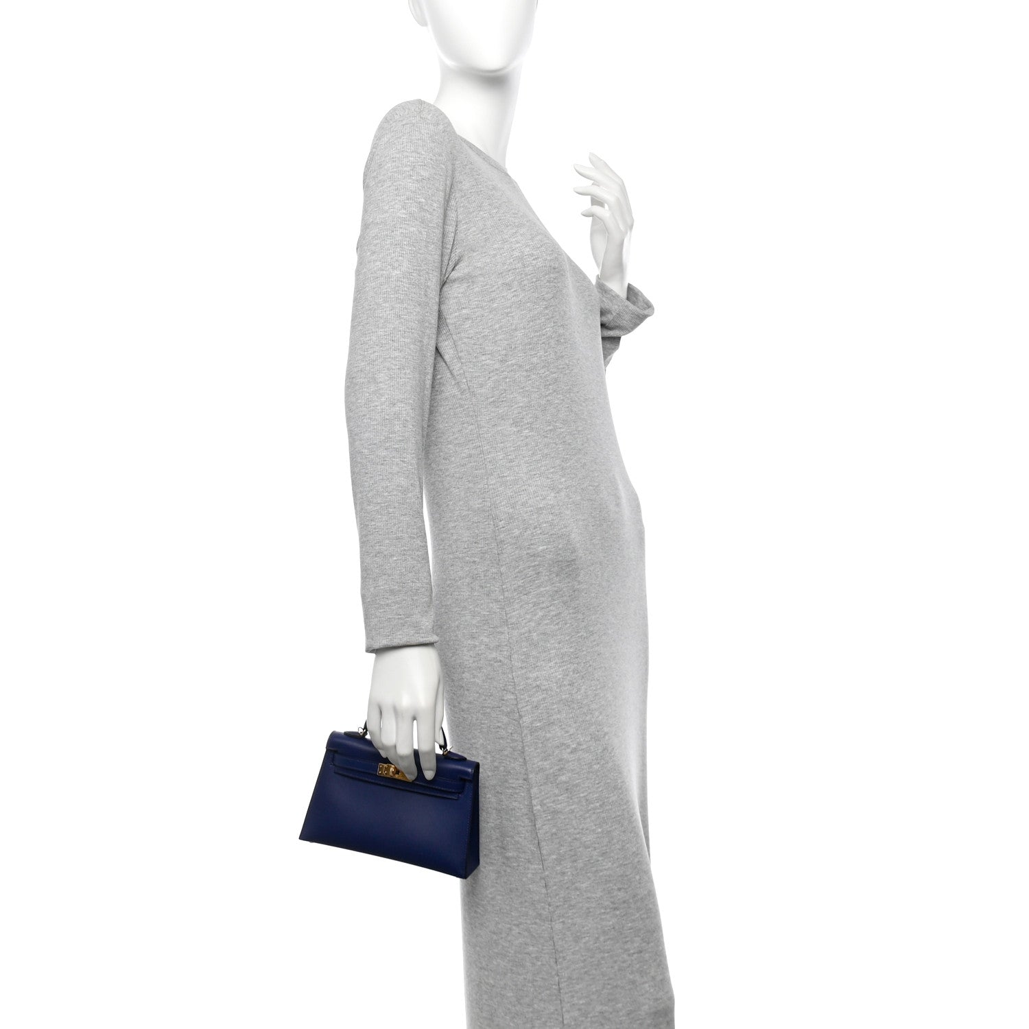 Hermes Tadelakt Kelly Sellier Bleu Saphir Handbag Mini Travel Bag
