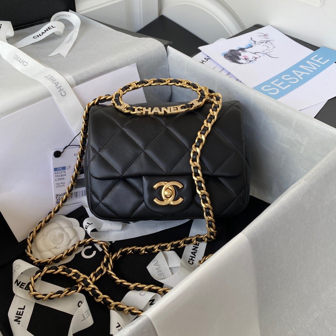 CHLSmall Hardware , ’s , Black Gold Flap Shoulder Bag 79In20Cm As3450