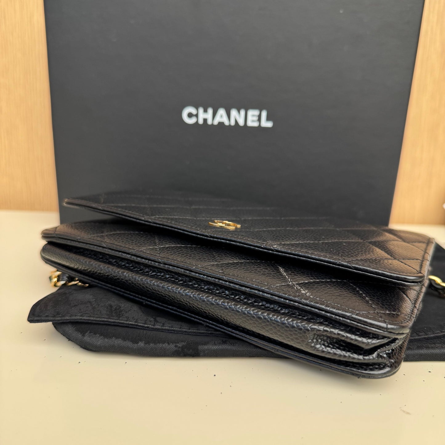 CHANEL Wallet Chain Timeless Classic Matelasse AP Caviar skin Black