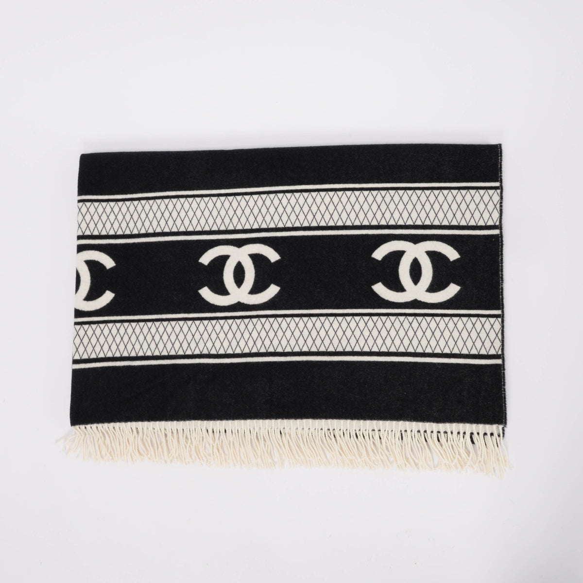 Chanel Black & White Cashmere CC Reversible Blanket Handbag