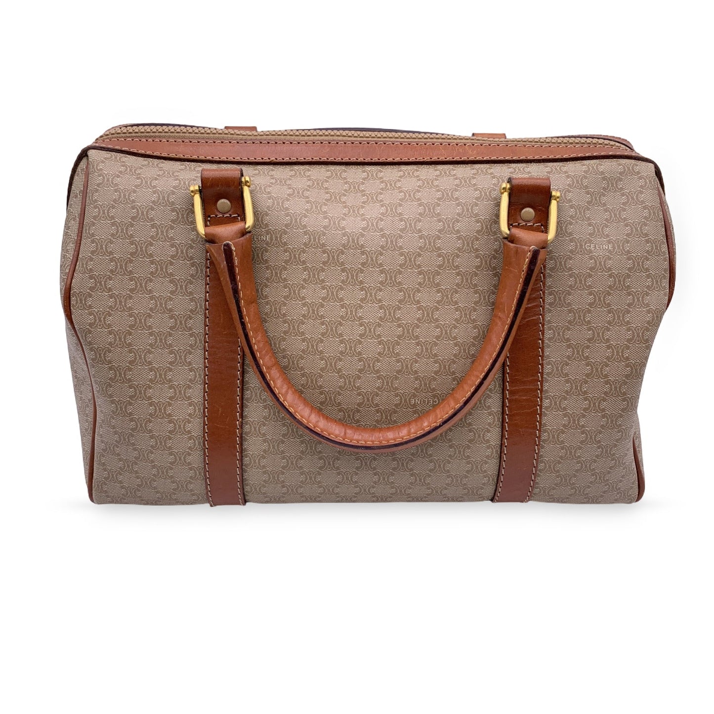 Luxury Macadam Duffel Duffle Boston Bag Canvas Beige Travel Bag