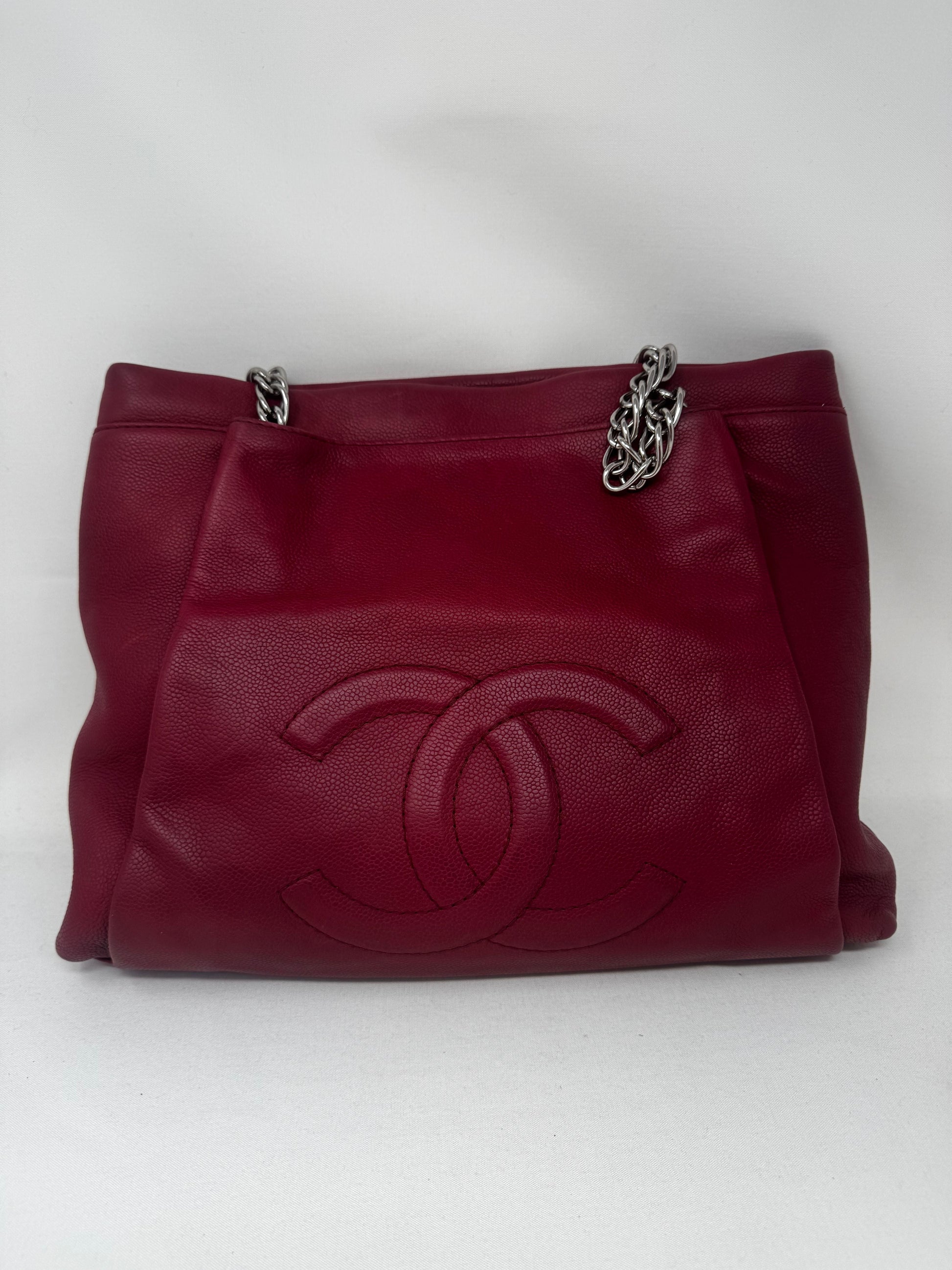 Chanel Caviar Leather Timeless CC Pleated Large Tote BJ-